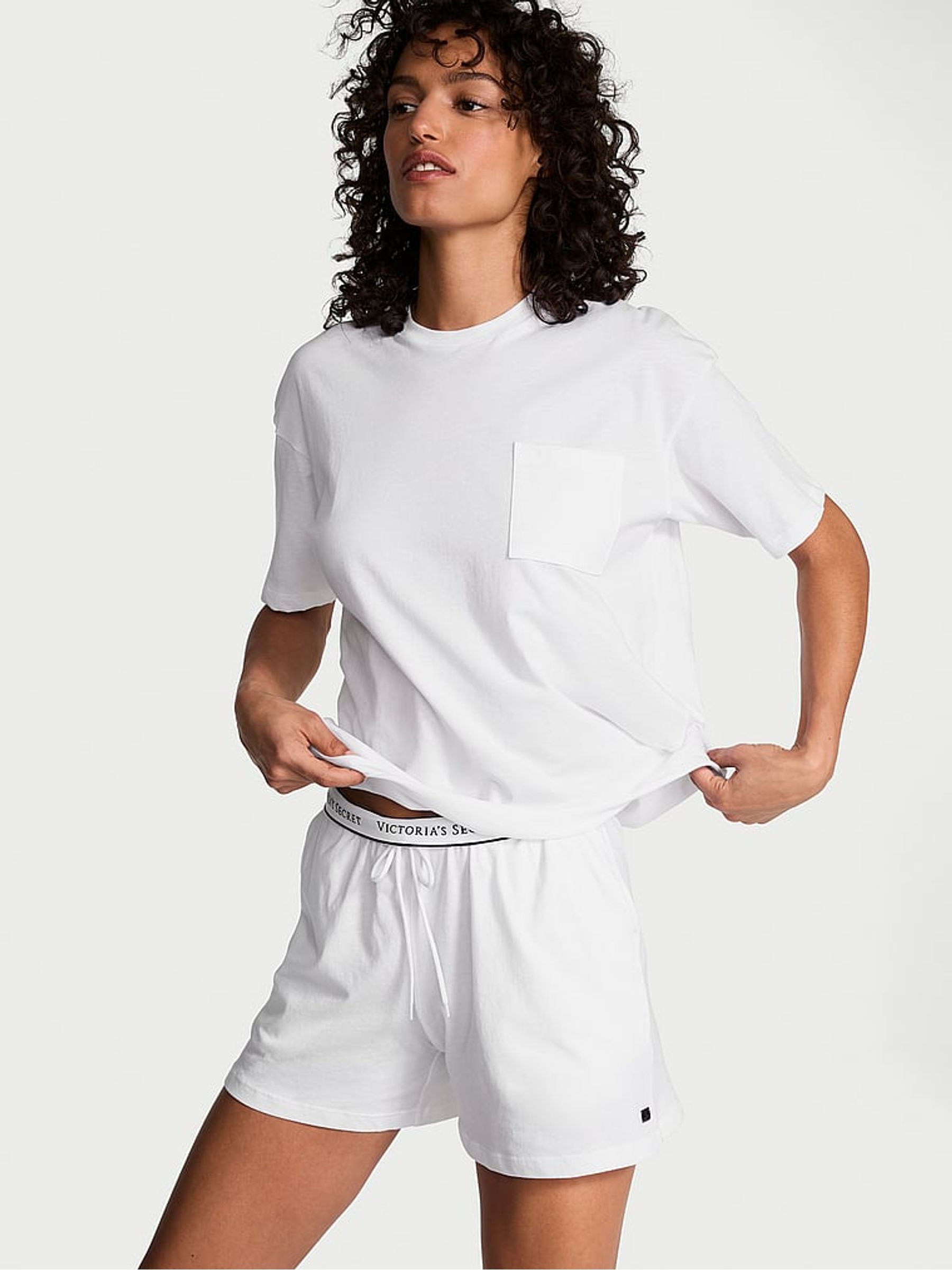 White Short Cotton Pyjama Set