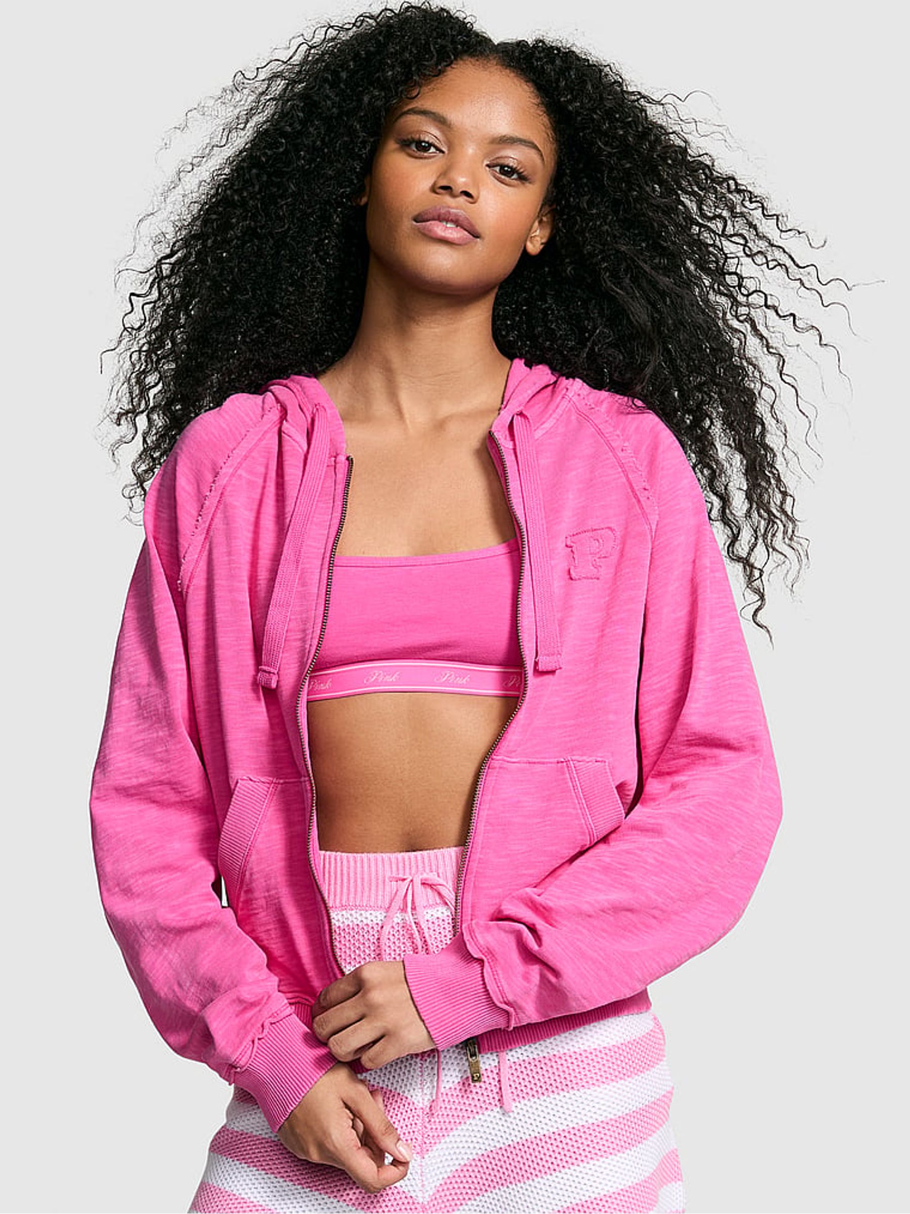 Pink Gossip Zip Up Jersey Hoodie