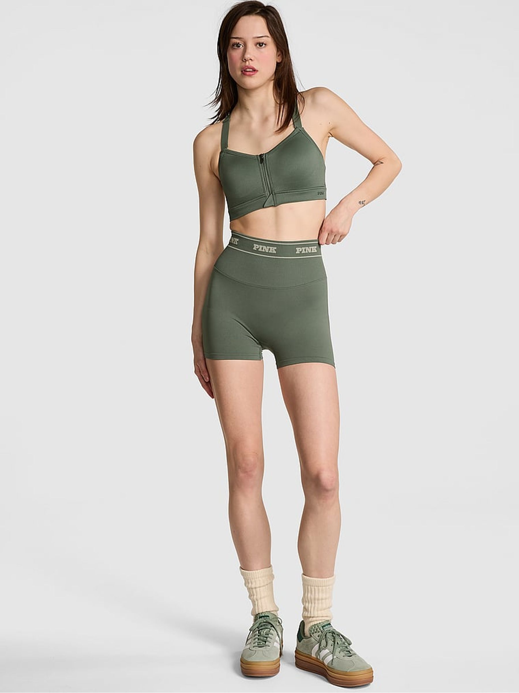 Faded Sage Green Seamless Logo Shorts