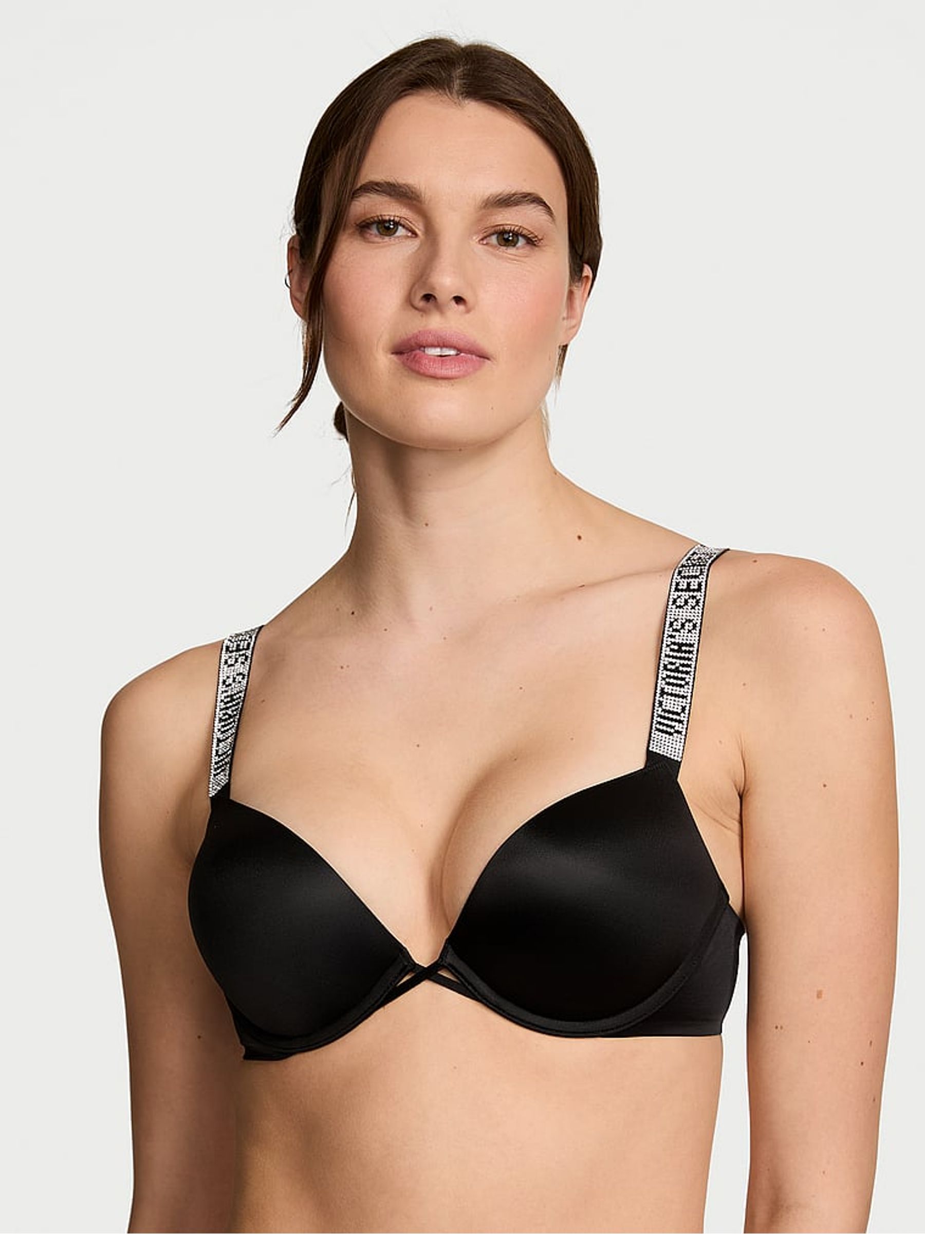 Black Add 2 Cups Push Up Bombshell Shine Strap Bra