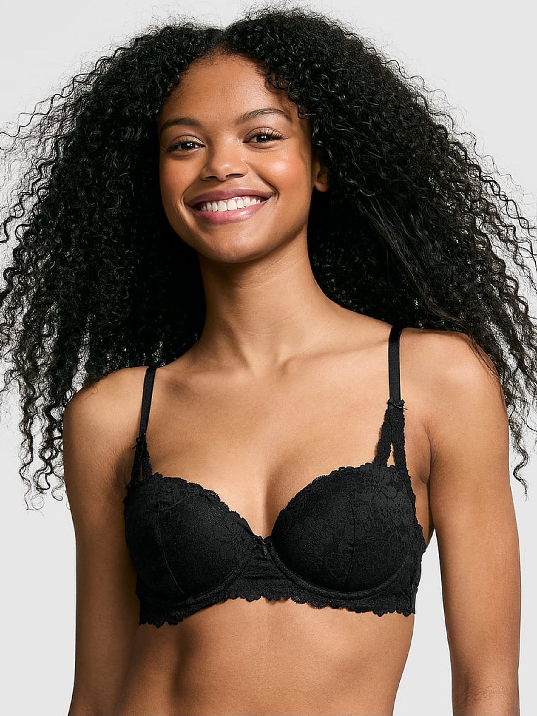 Black Balcony Lace Push Up Bra