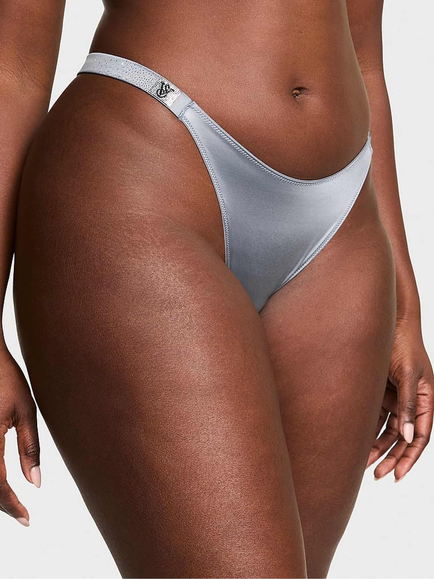 Asteroid Grey Brazilian Scattered Shine Strap Knickers