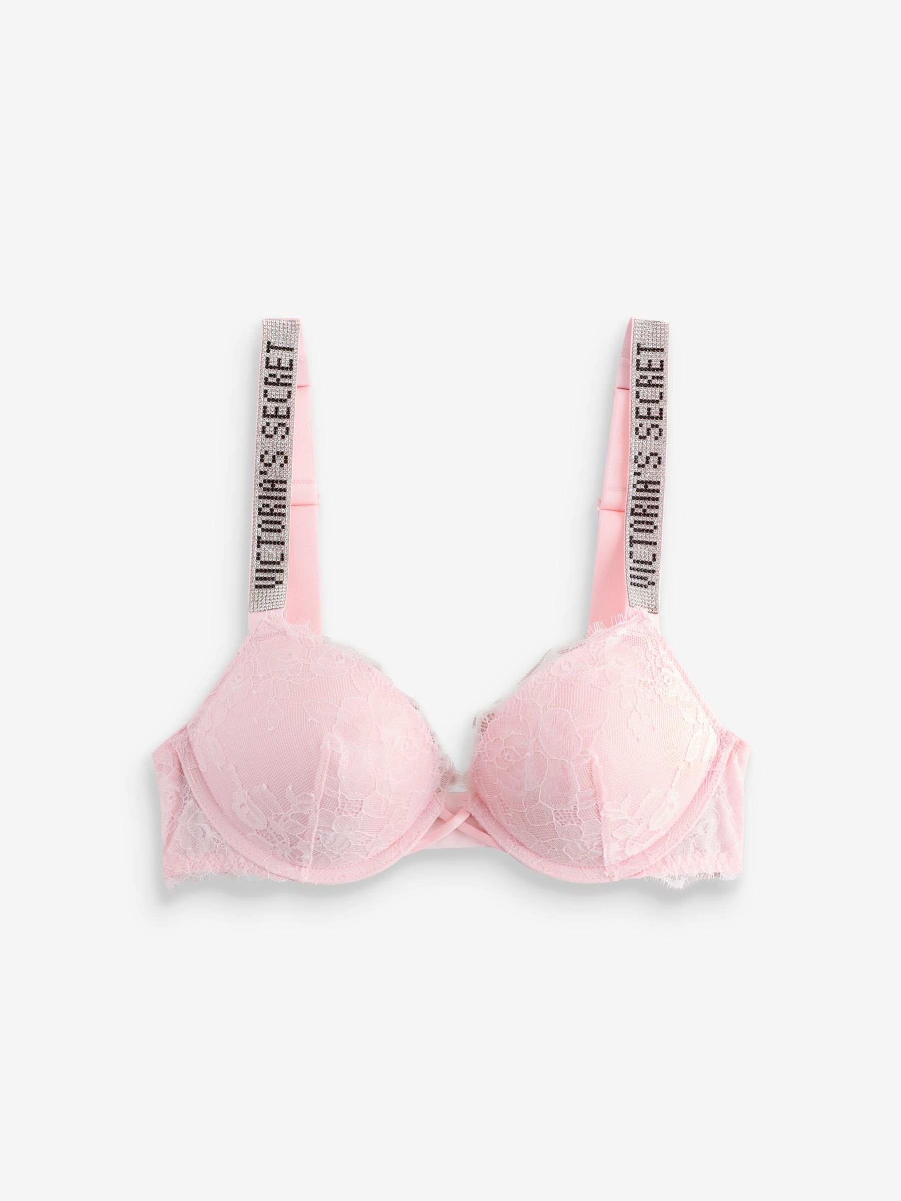 Angel Pink Add 2 Cups Push Up Lace Shine Strap Bombshell Bra