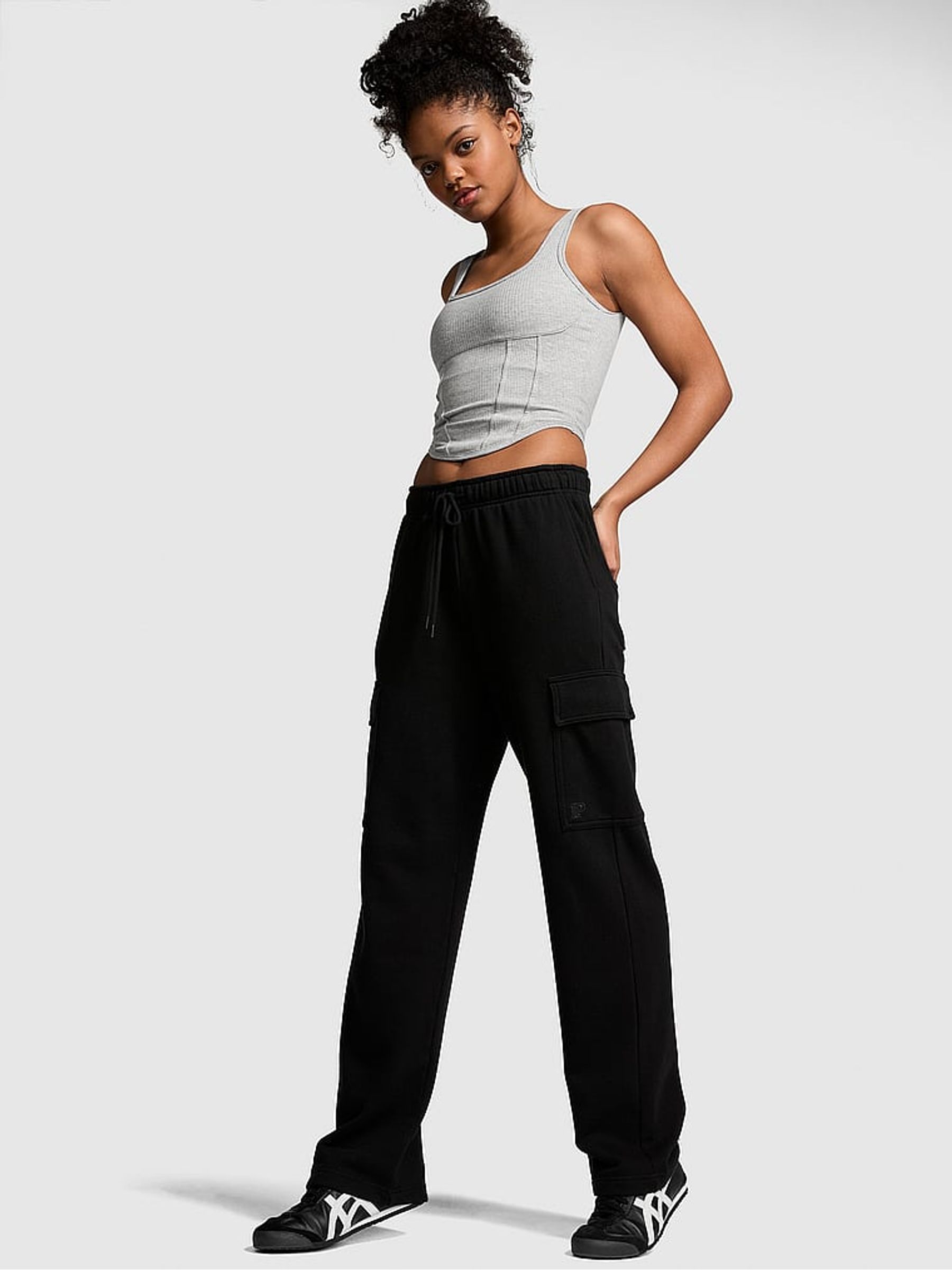 Black Fleece Straight Leg Cargo Joggers