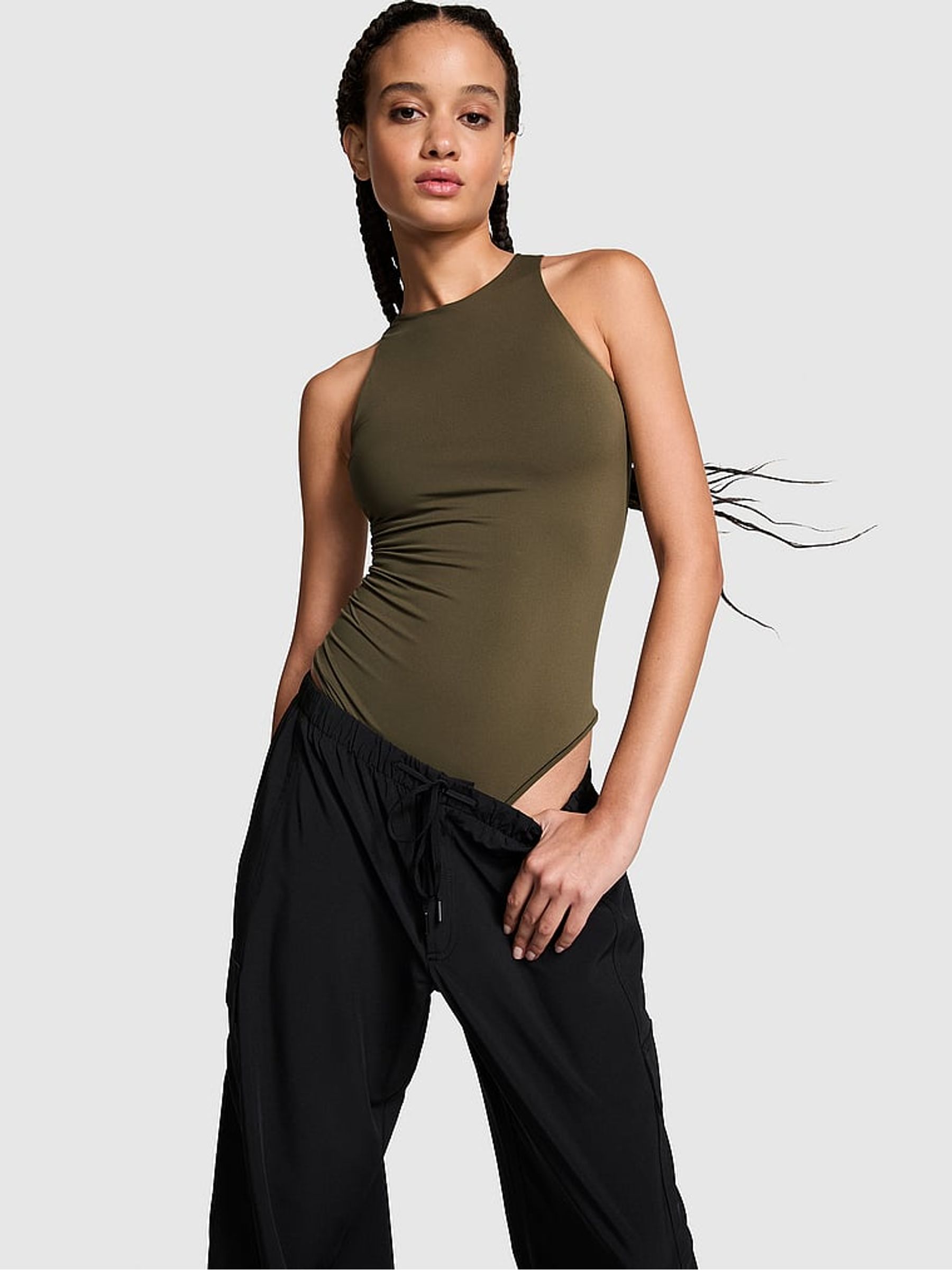 Olive Green Soft Stretch Tank Bodysuit