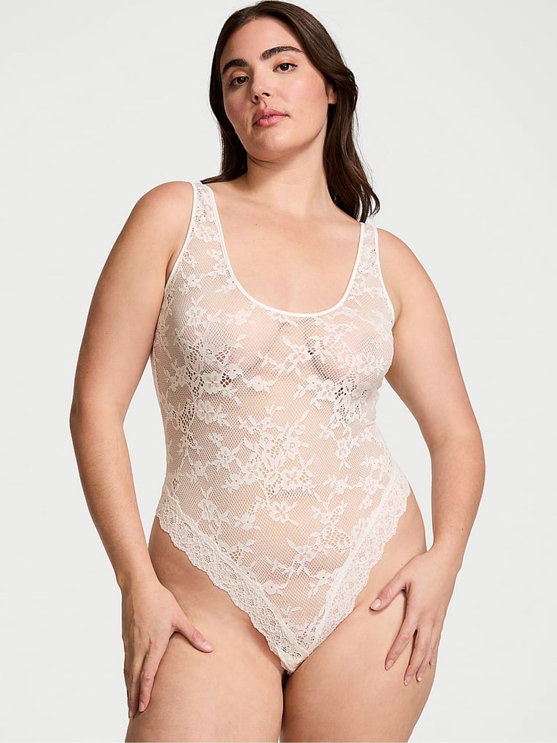 Coconut White Lace Scoop Bodysuit