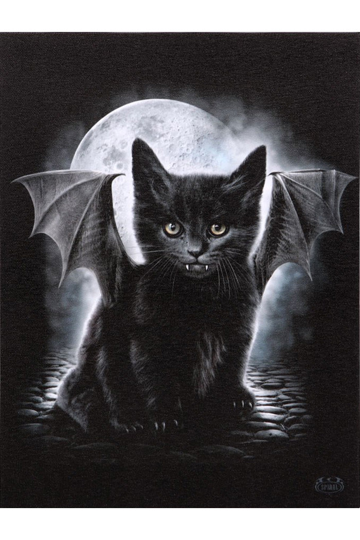 Bat Cat Canvas Plaque