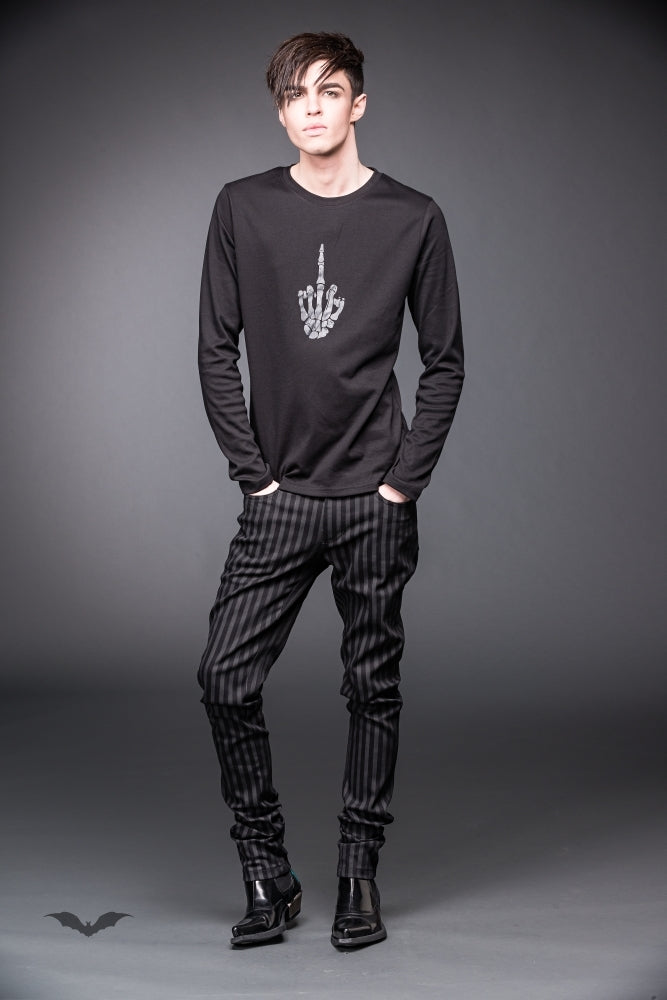 Queen of Darkness - Black and Grey Pinstriped Pants by Grin Entertainment Store