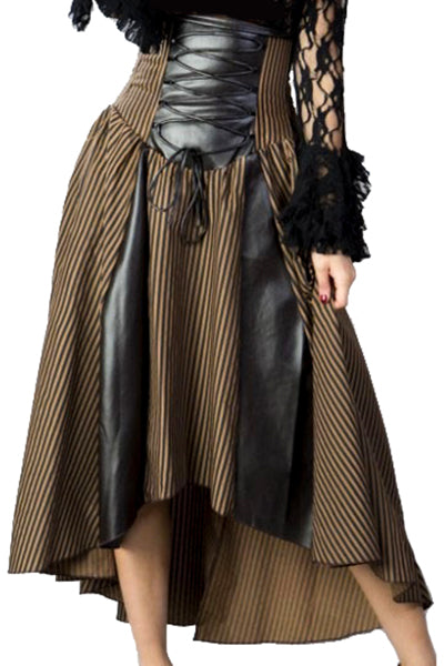 Burleska Clara Steampunk High Waisted Skirt Brown