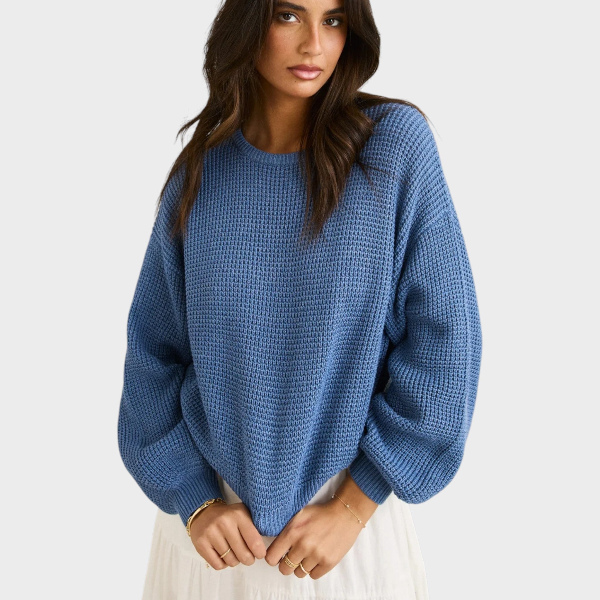 Rhythm Women's Classic Knit Jumper - Steel Blue