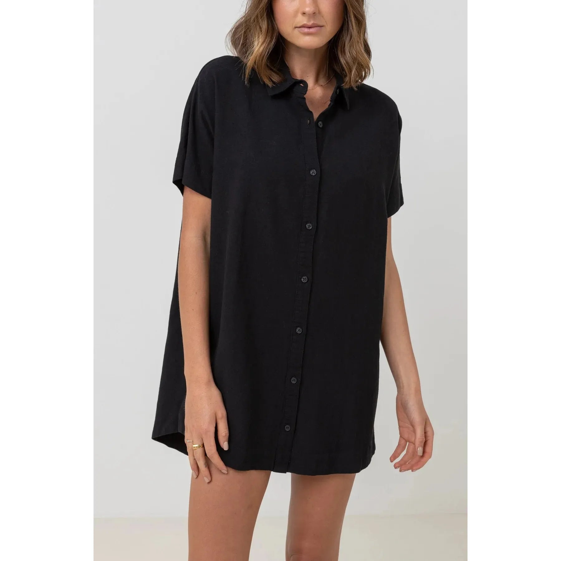 Rhythm Classic Shirt Dress Overswim - Black