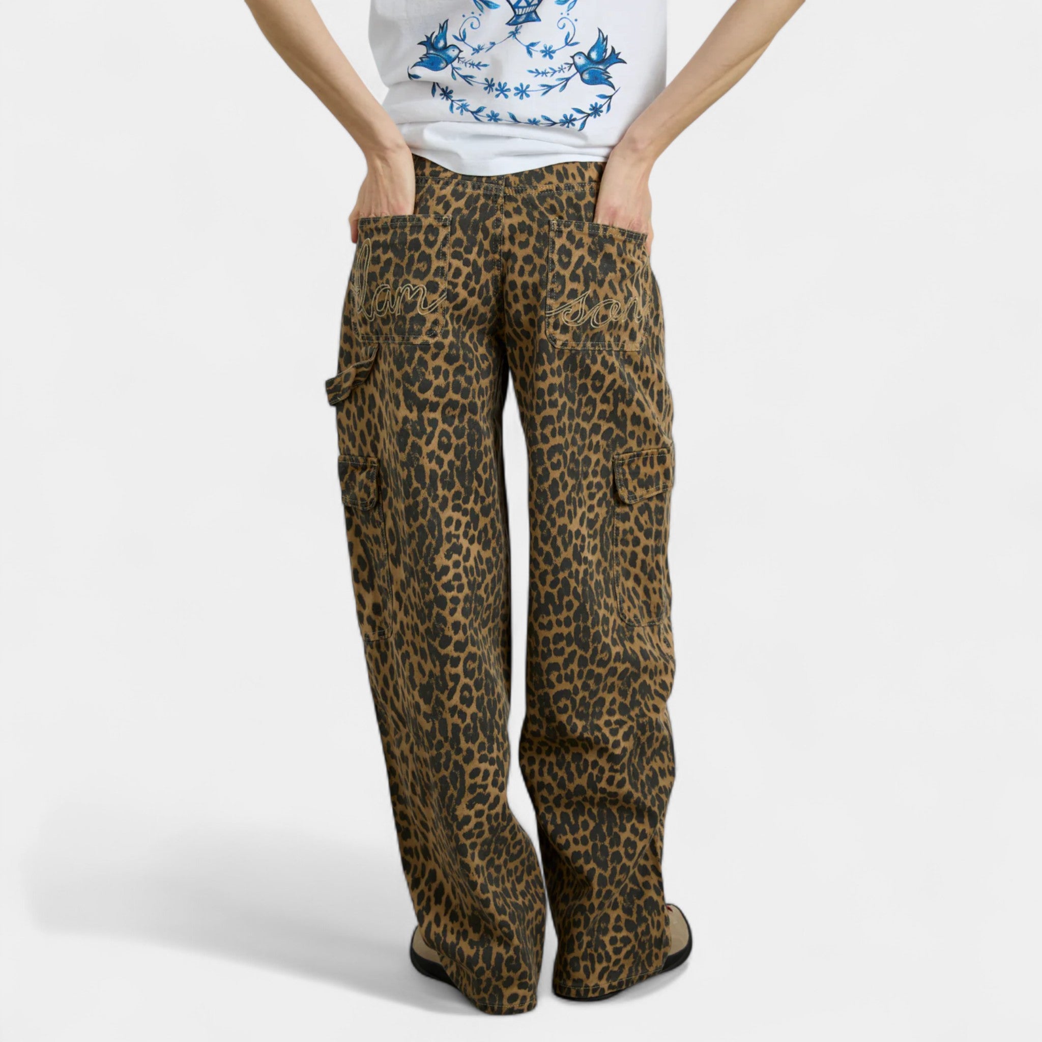 Damson Madder Cargo Jeans - Leopard