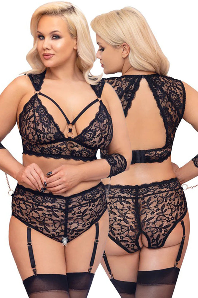 Cottelli Bondage Plus Size Lace Lingerie Set
