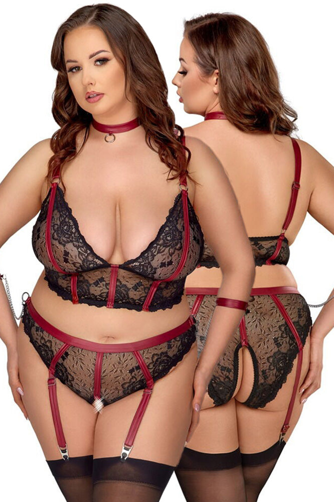 Cottelli Bondage Plus Size Red Black Set (XL)