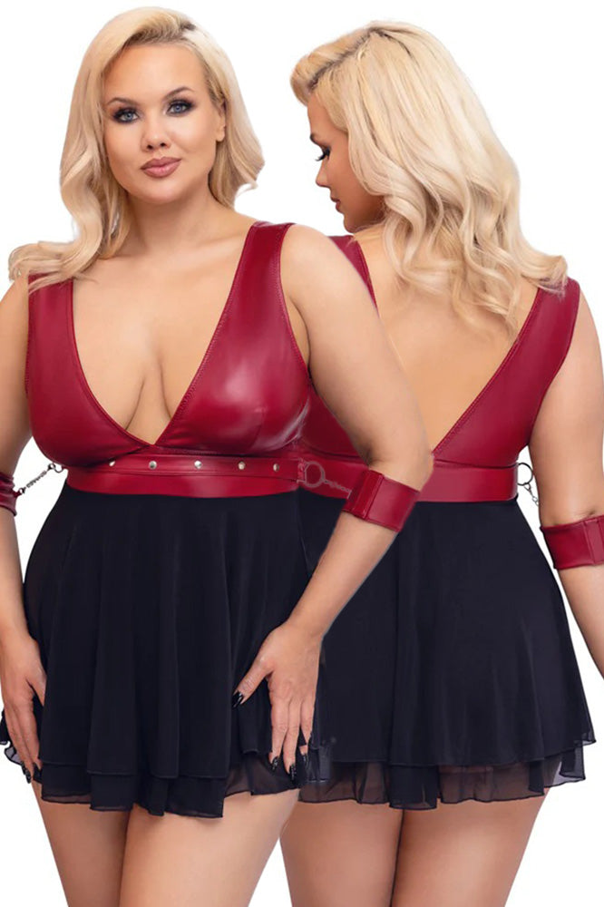 Cottelli Bondage Plus Size Red Black Babydoll