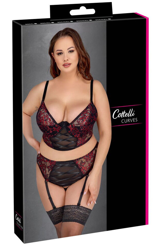 Cottelli Curves Intricate Red Set (85C/L, 95D/2XL)