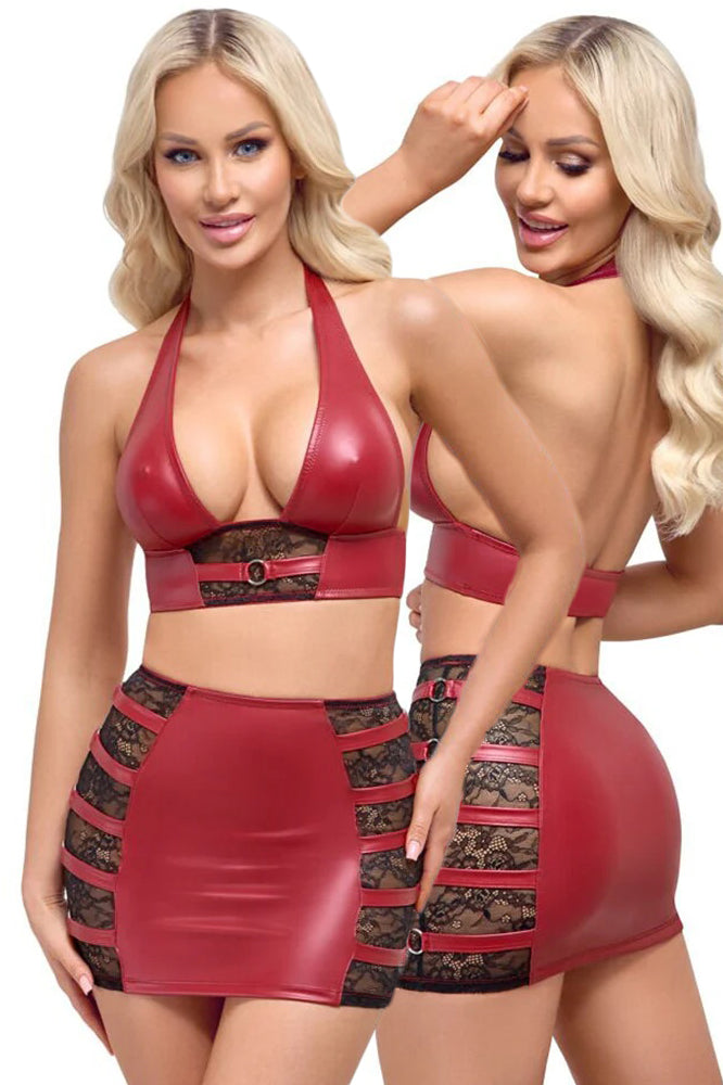 Cottelli Party Red Top and Skirt Set
