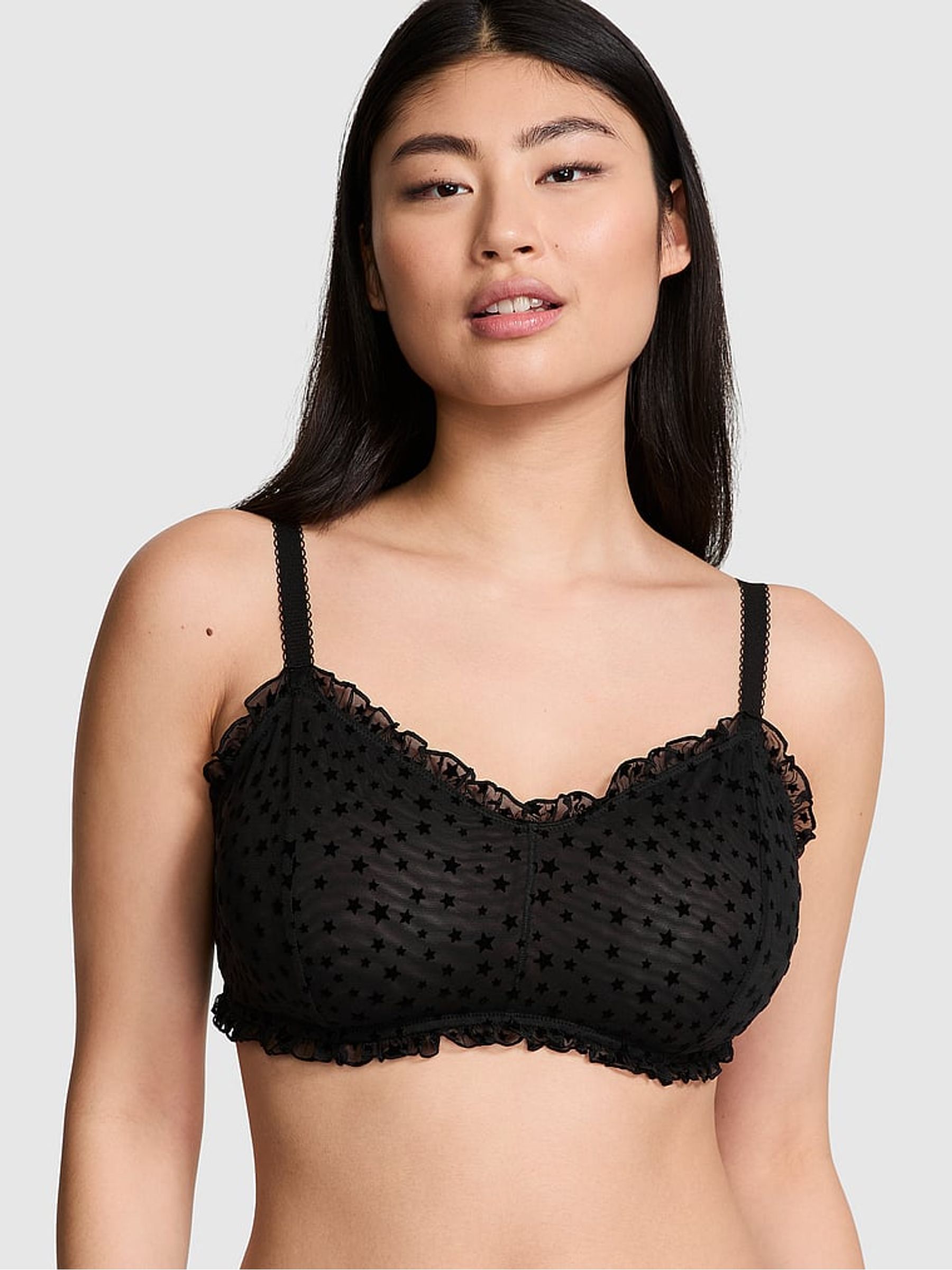 Black Bralette Star Chaser Lace Unlined Bra
