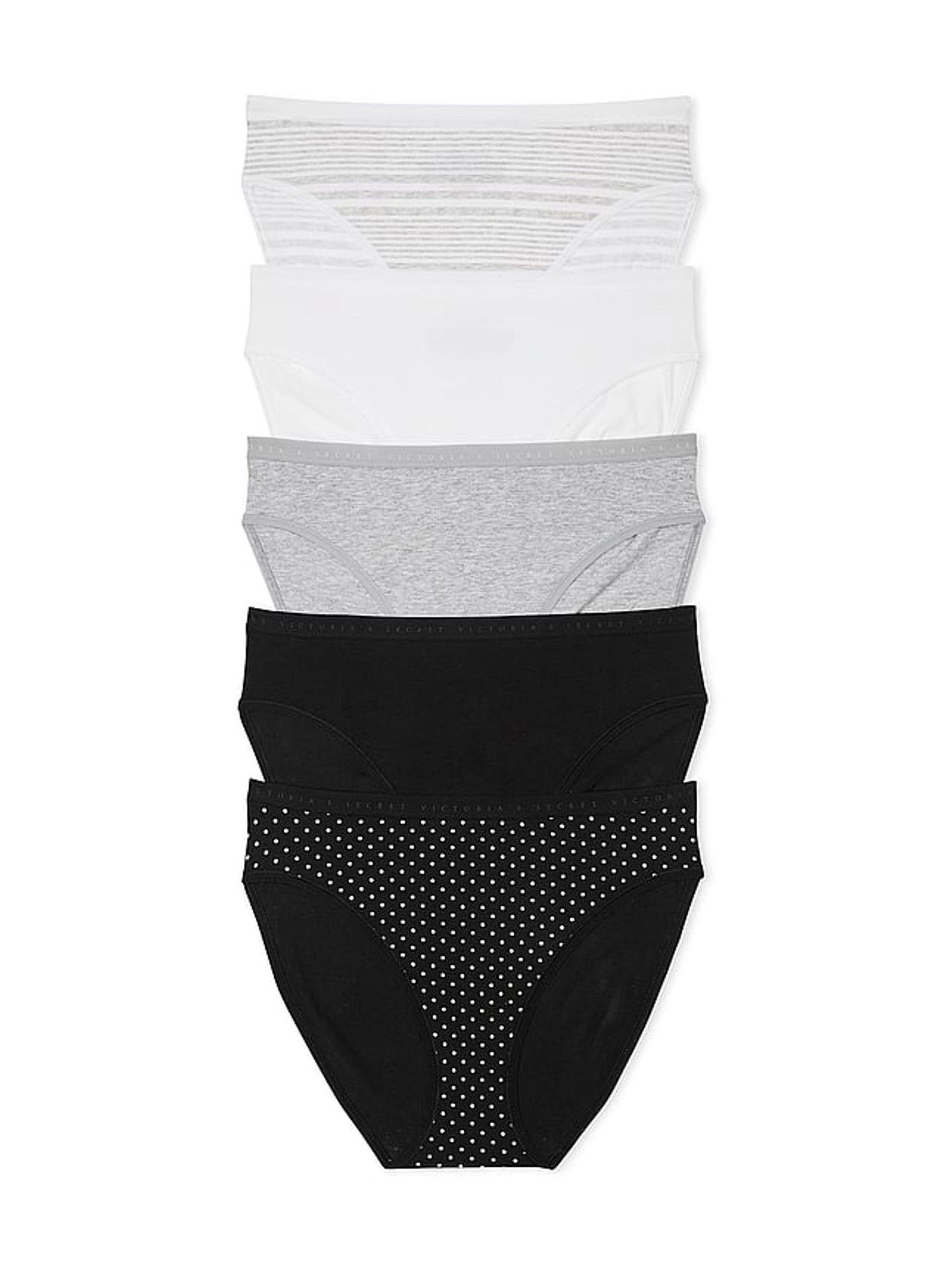 White/Grey/Black Brief 5 Pack Knickers