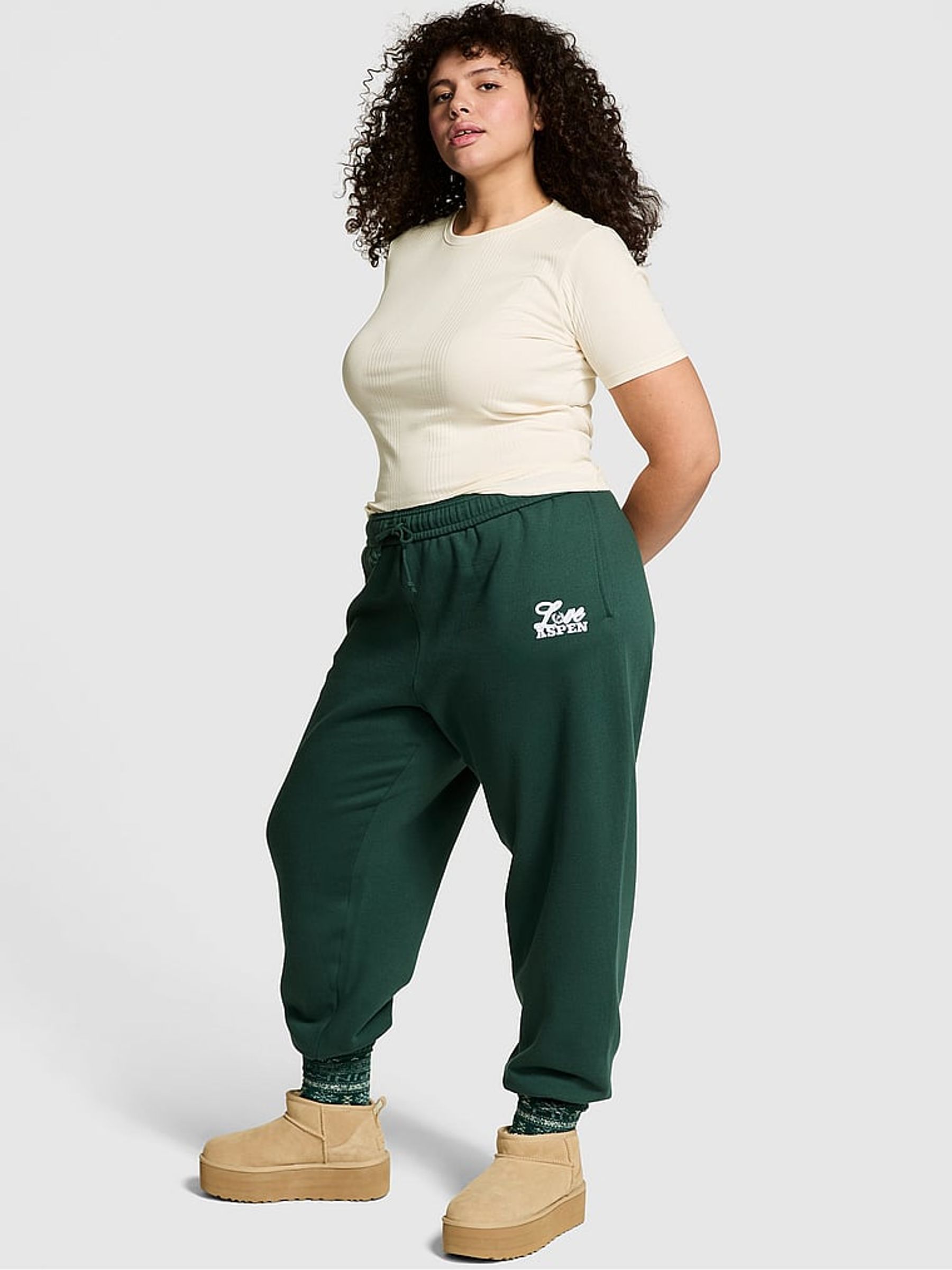 Deep Forest Green Aspen Cuffed Fleece Joggers