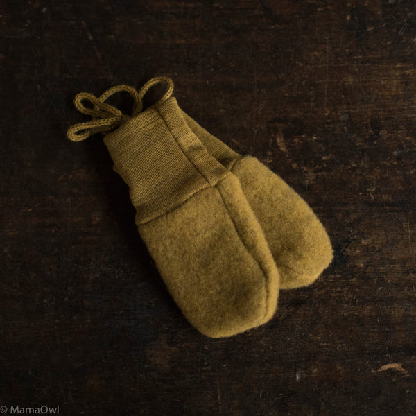 Baby Merino Wool Fleece Mittens - Saffron Melange