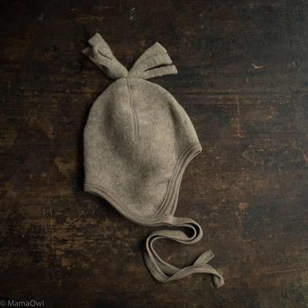 Baby Merino Wool Fleece Hat - Walnut Melange