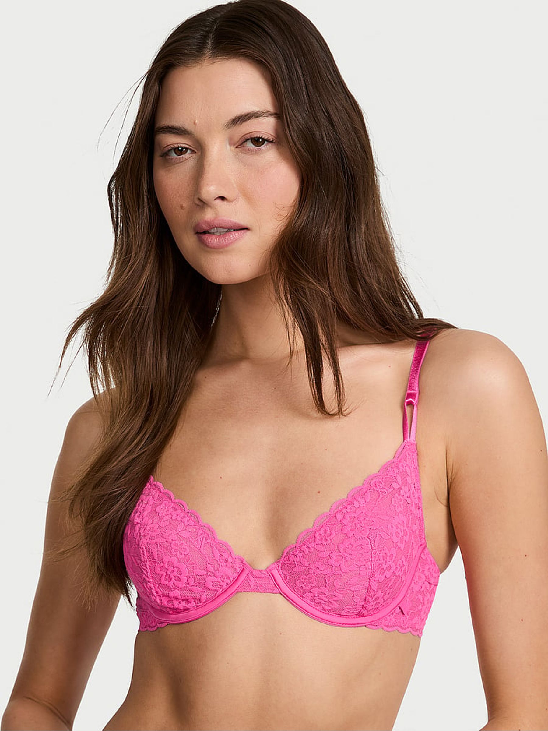 Ultra Pink Unlined Demi Sexy Tee Lace Bra