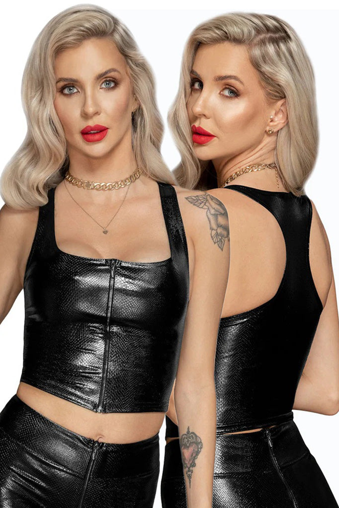 Noir Handmade Snake Skin Style Wetlook Top