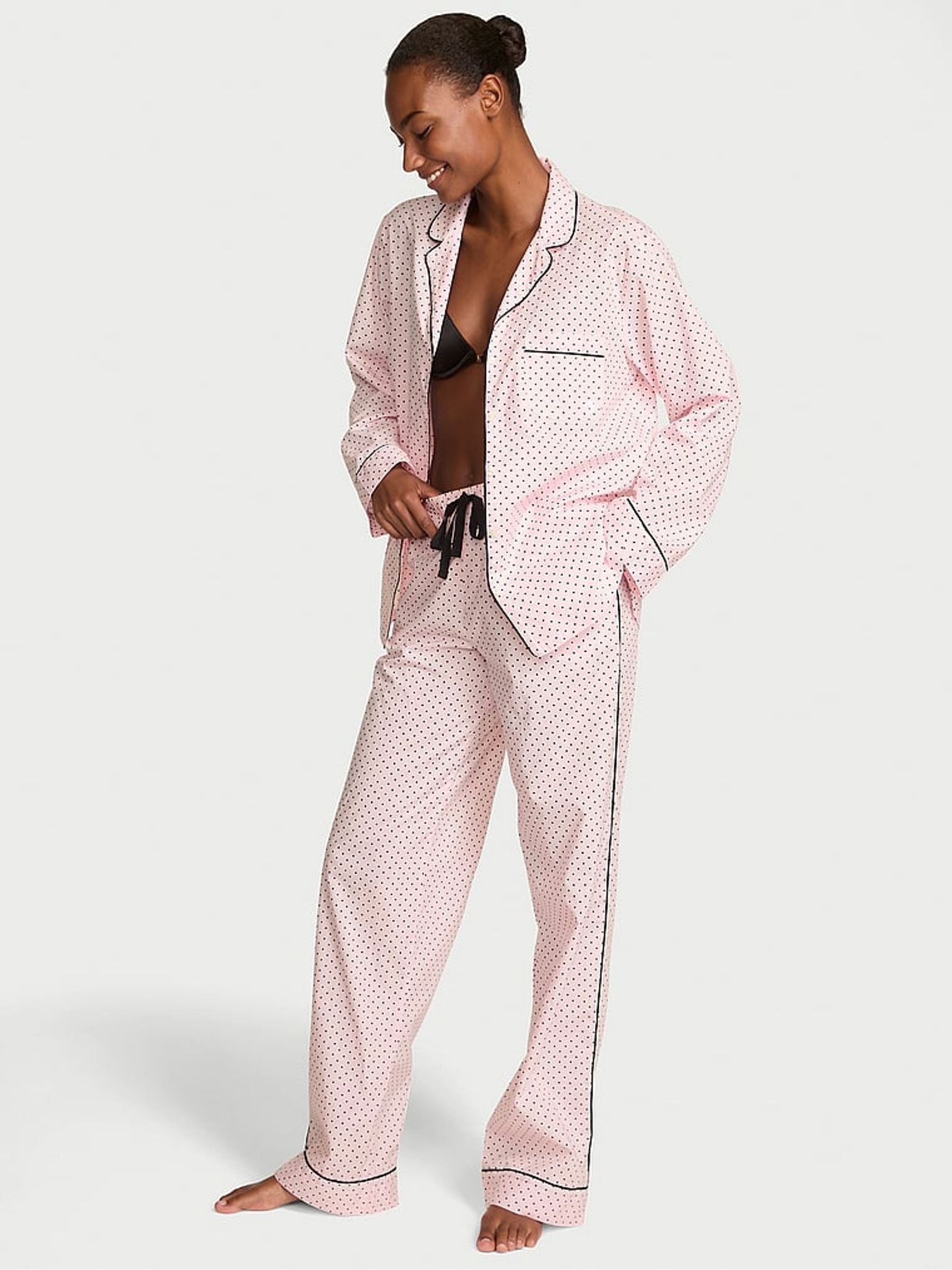 Angel Pink Small Dot Cotton Long Pyjama Set