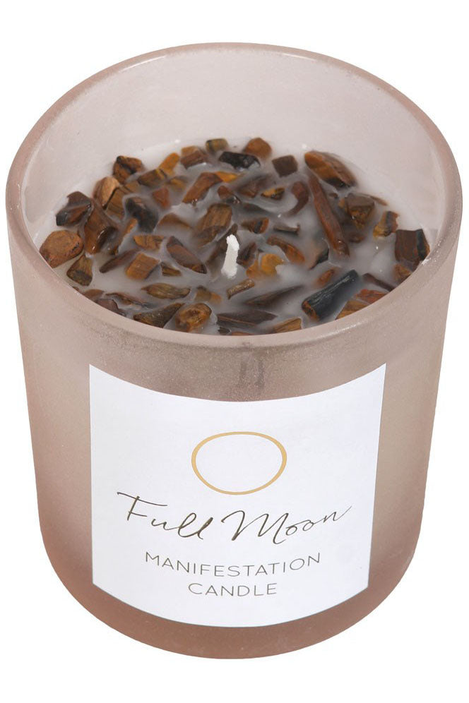 Full Moon Eucalyptus Manifestation Crystal Chip Candle