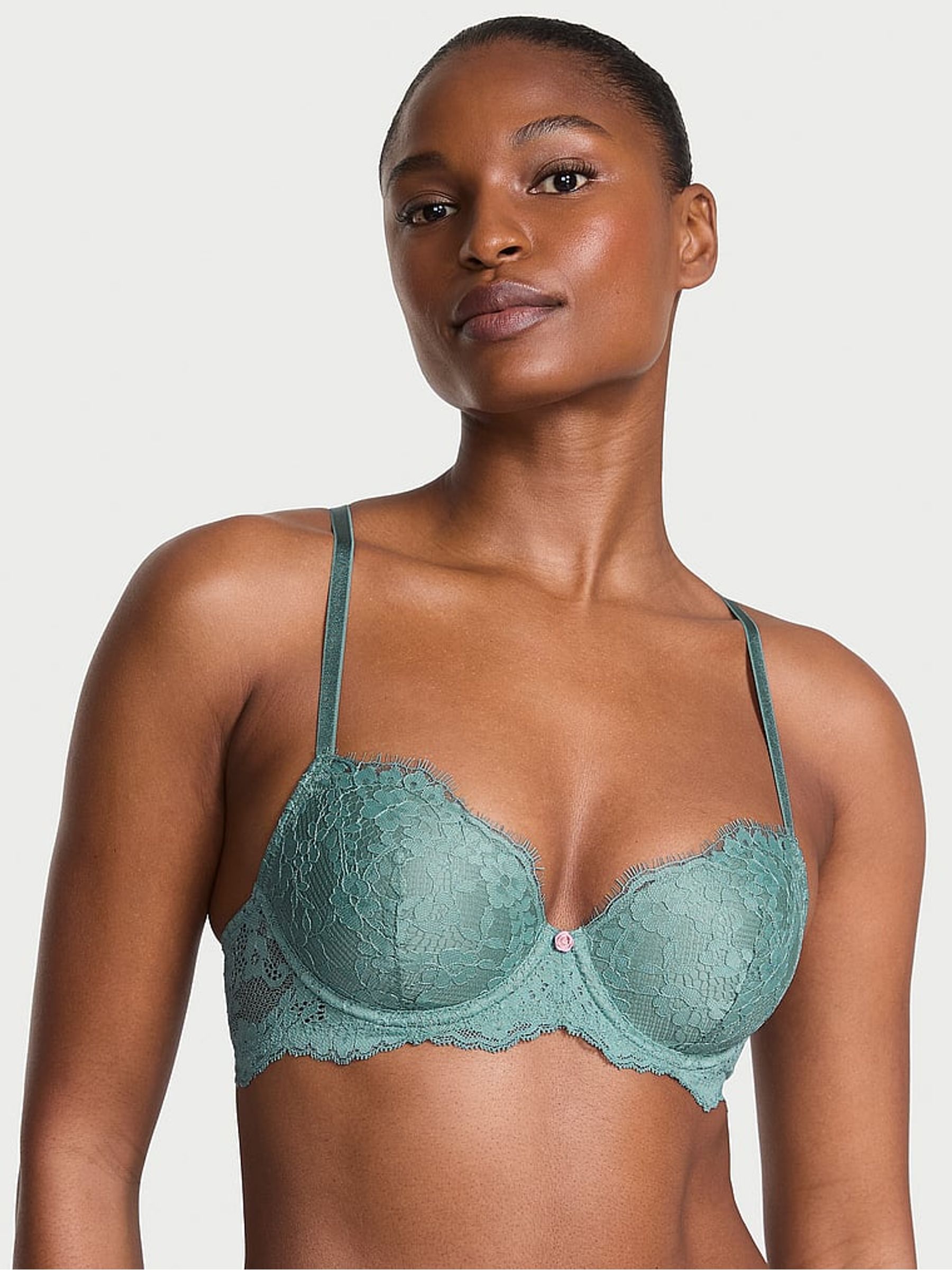 Arctic Green Lightly Lined Demi Lace Bra