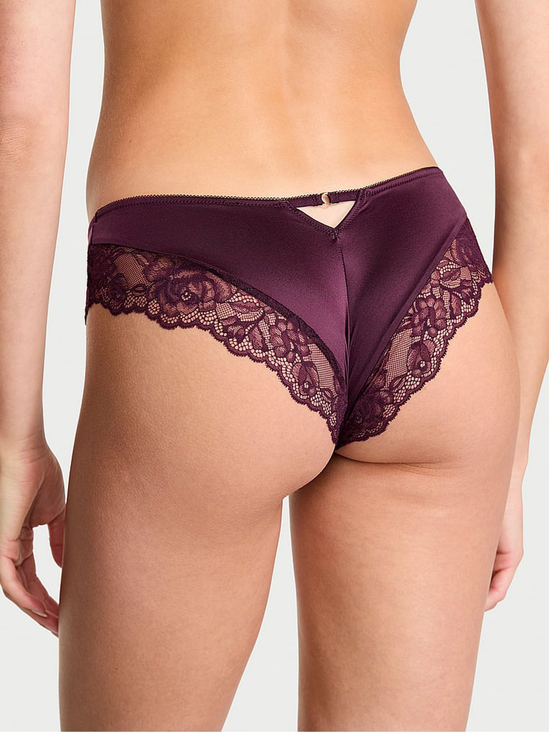 Winter Wine Red Cheeky Rose Lace Trim Knickers