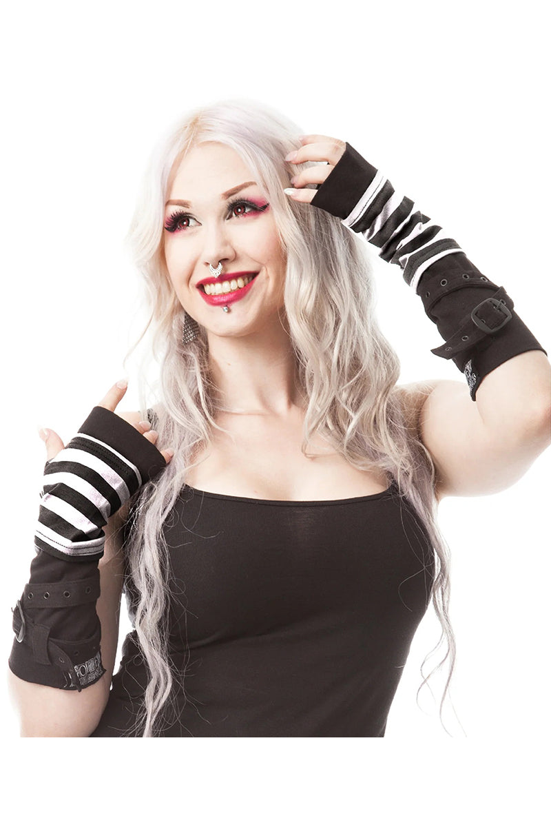Stripe Strap Armwarmers Black/White
