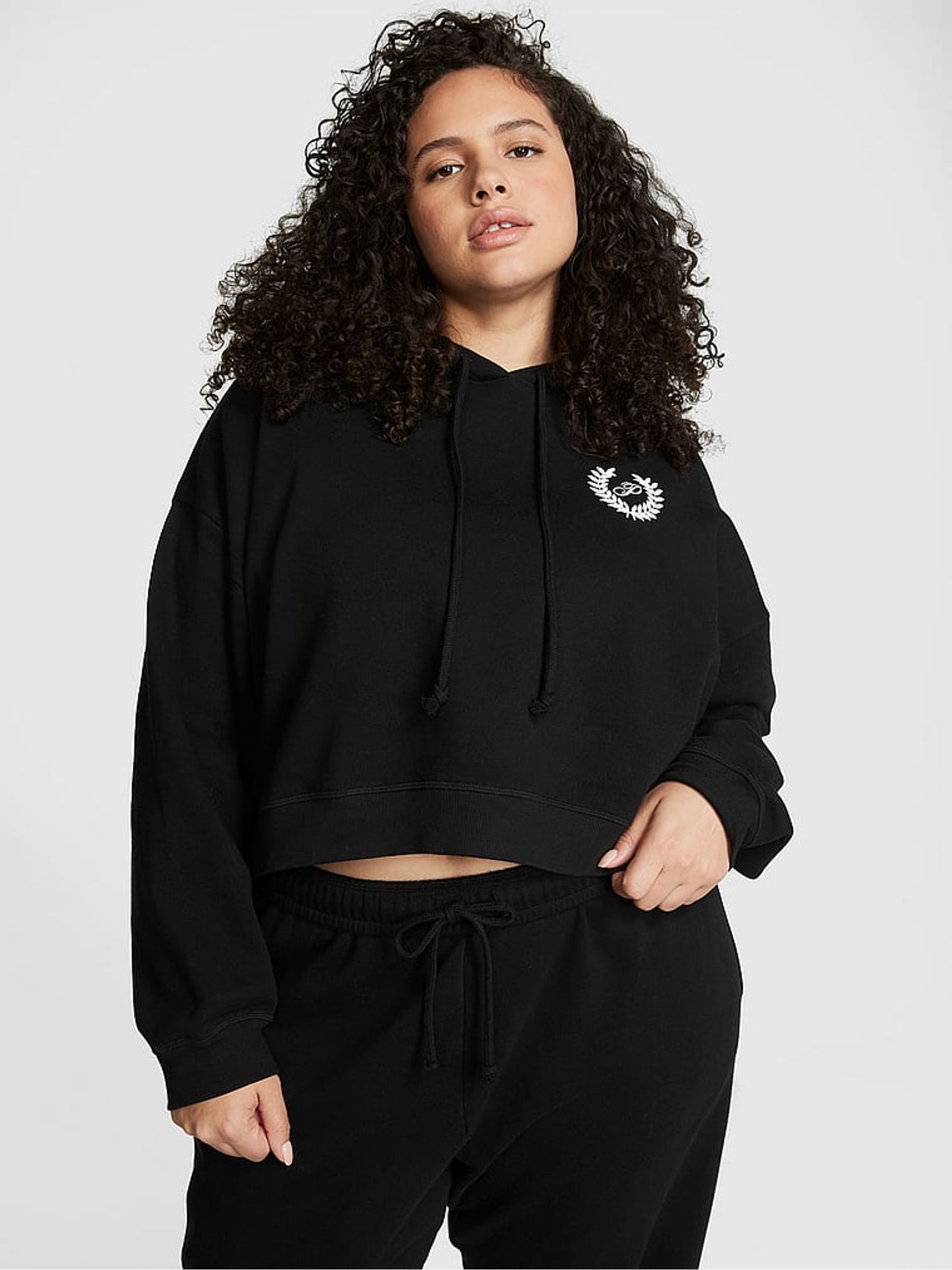 Pure Black Cropped Hoodie