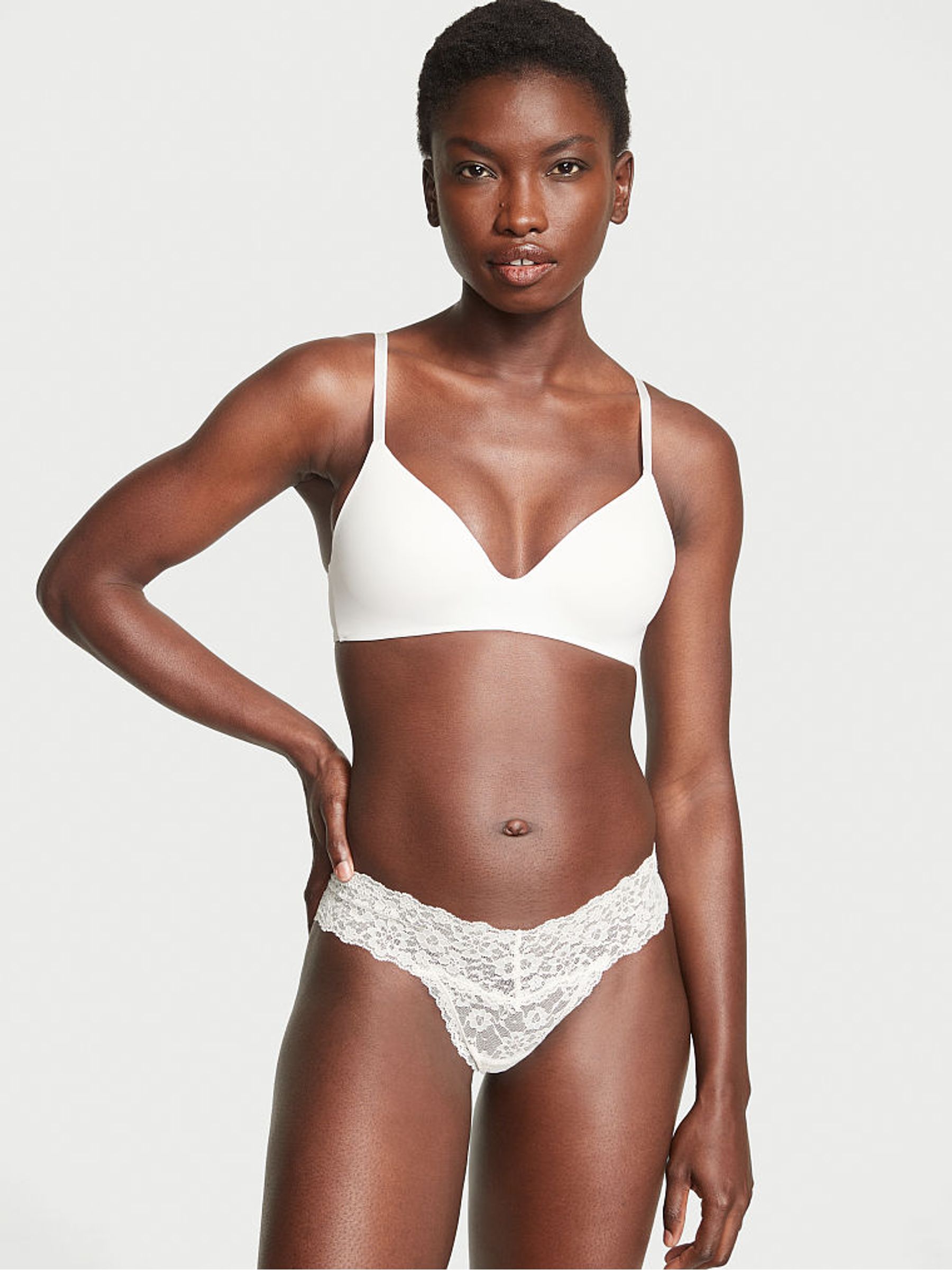 Coconut White Posey Lace Thong Knickers