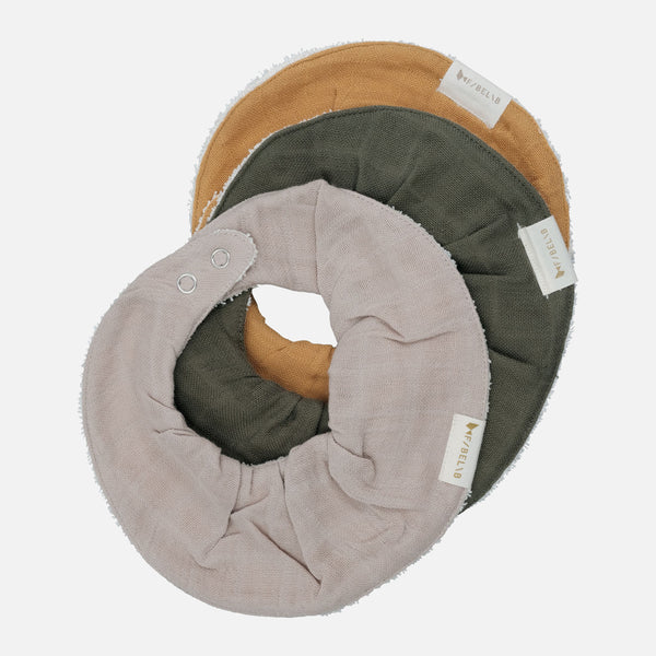 Cotton Muslin/Terry Ruffle Bib - Olive Garden - Set of 3