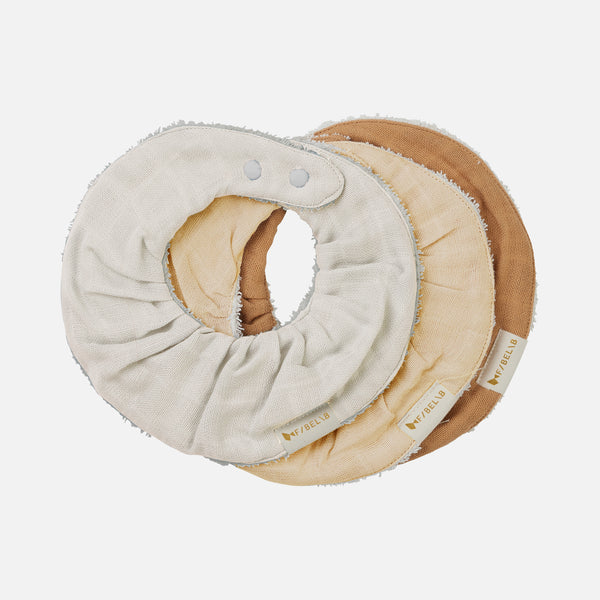 Cotton Muslin/Terry Ruffle Bib - Wheat Mix - Set of 3