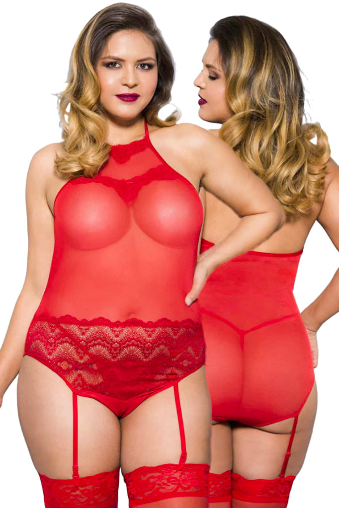 Music Legs Plus Size Teddy Red 20050Q