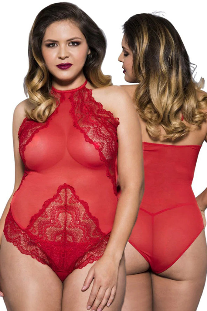 Music Legs Plus Size Teddy 80055Q Red