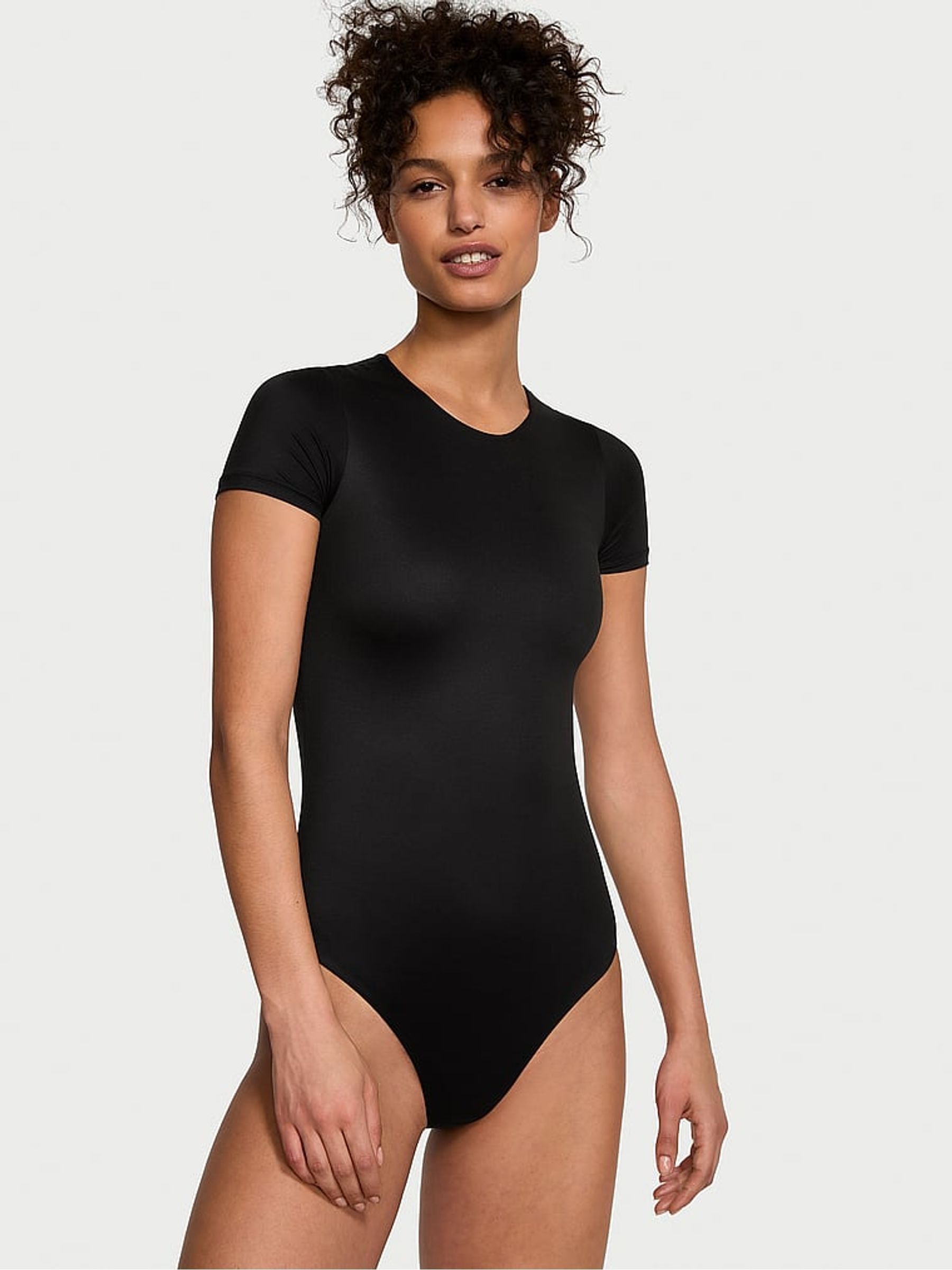 Black FeatherSoft™ BODYWEAR Short-Sleeve Bodysuit