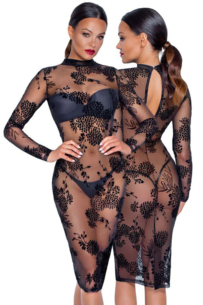 Noir Handmade Powernet and Flock Dress