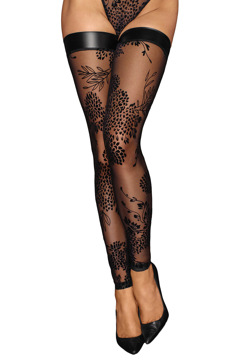 Noir Handmade Tulle Powerwetlook Flock Stockings