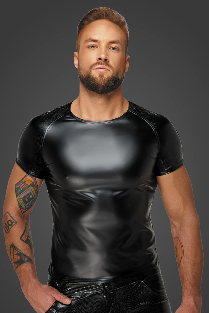 Noir Handmade Wetlook T-Shirt with Wetlook Sleeves