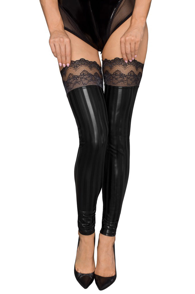 Noir Handmade Lace Wetlook Stockings (XL)