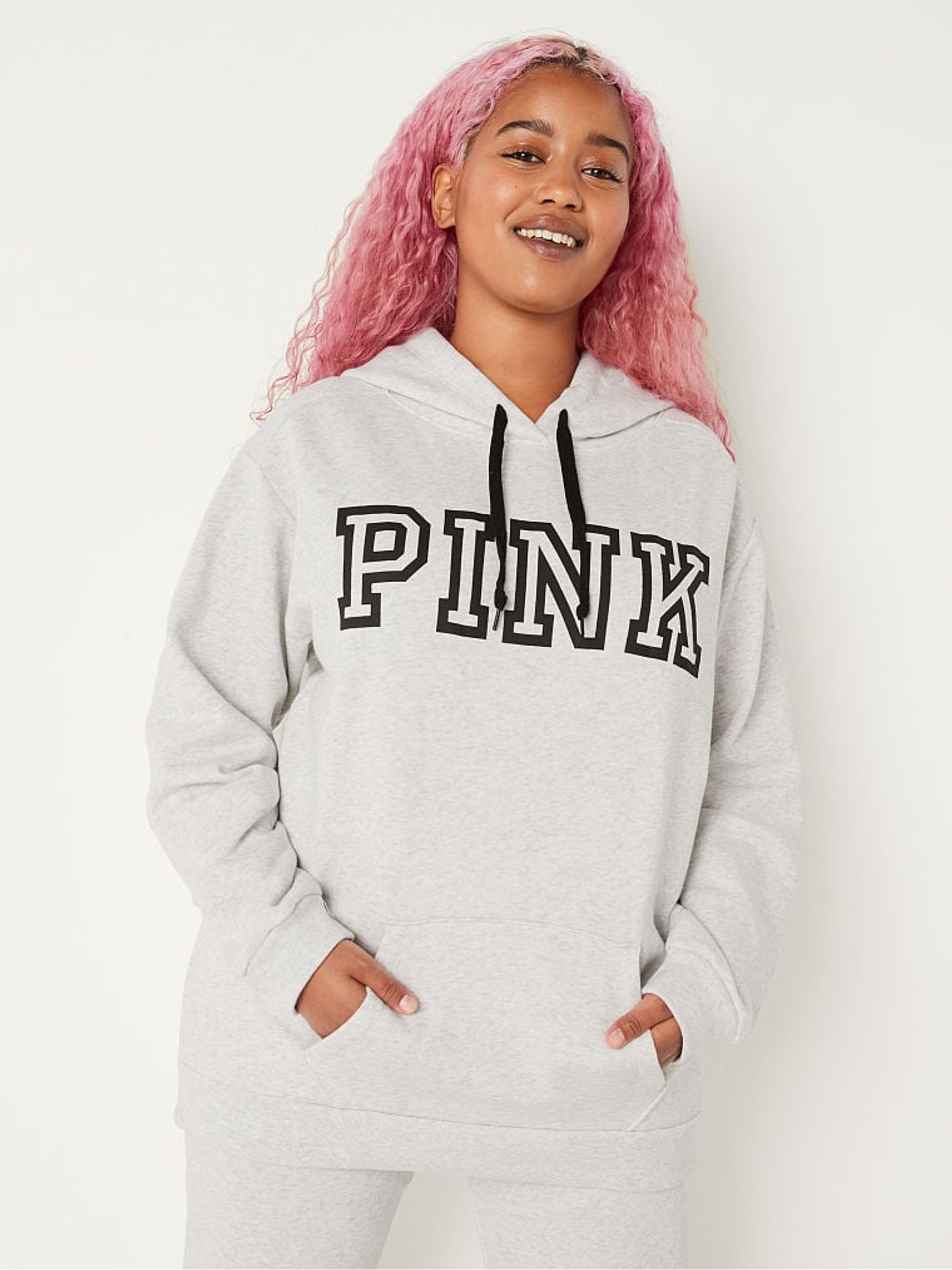 Heather Stone Grey Classic Logo Everyday Lounge Campus Hoodie