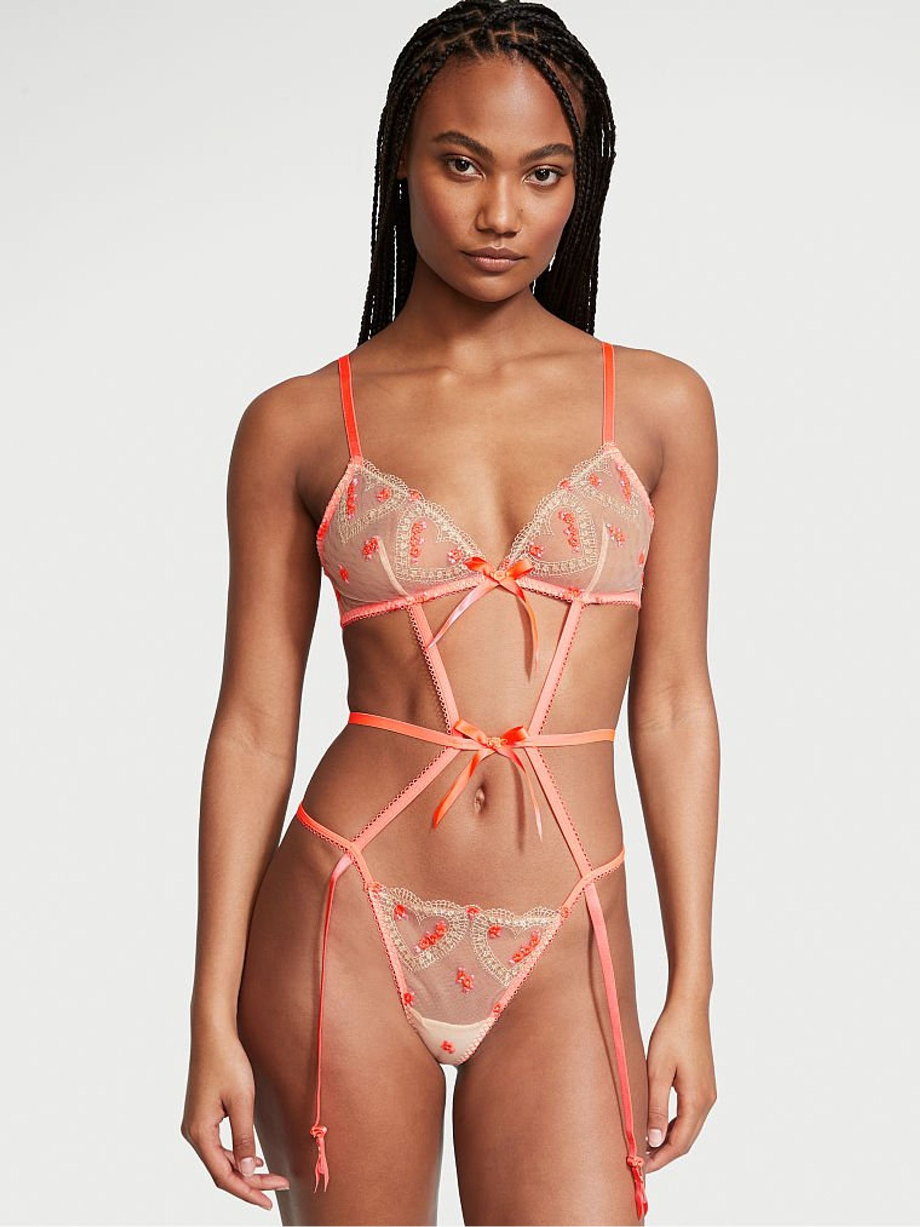 Heart Pink Strappy Bodysuit