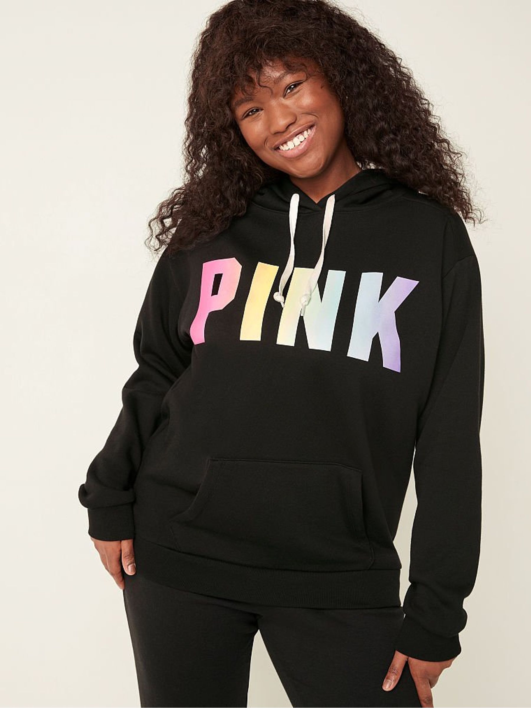 Pure Black With Gradient Classic Logo Everyday Lounge Campus Pullover