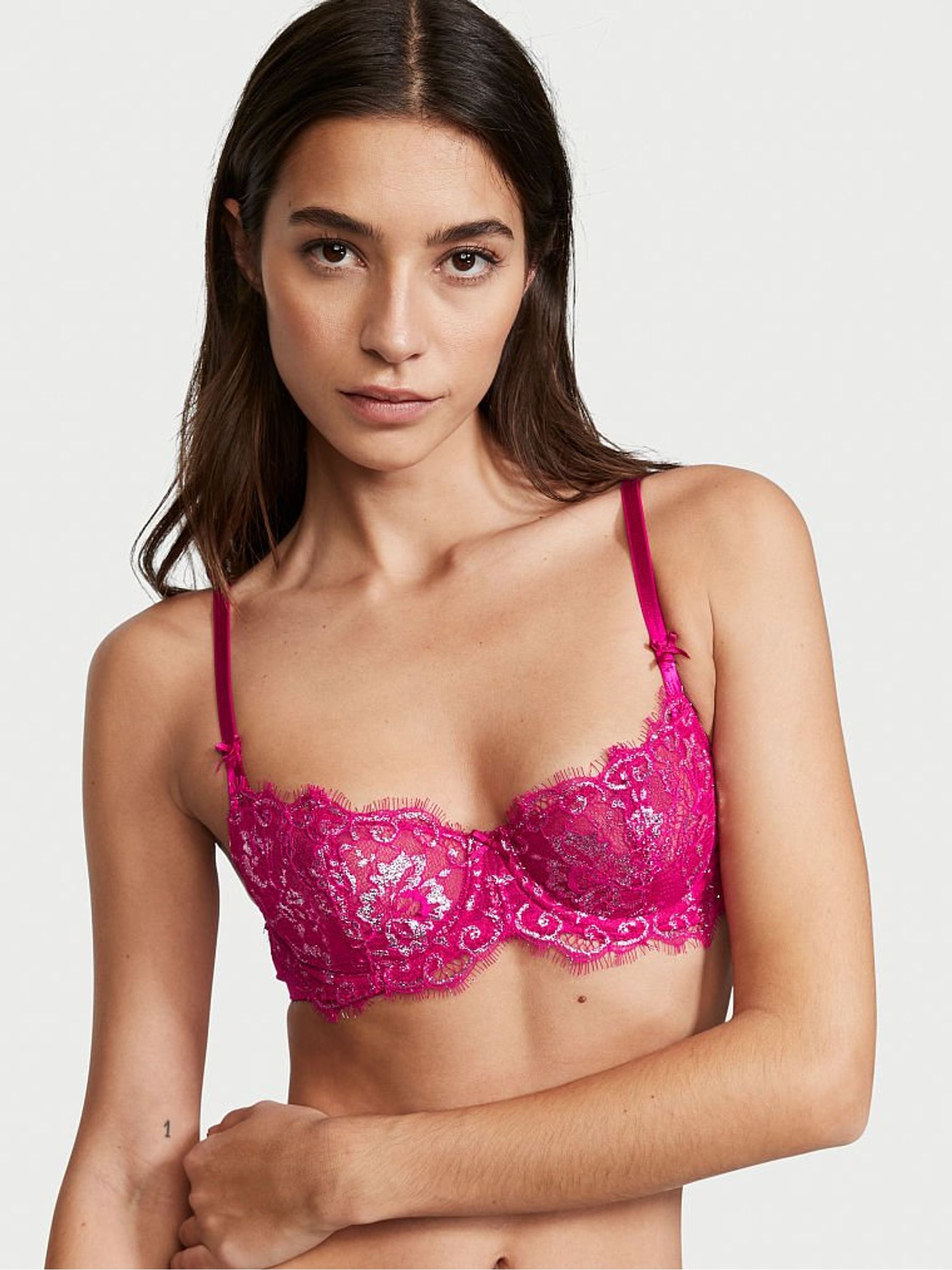 Wicked Rose Pink Lace Unlined Balcony Bra