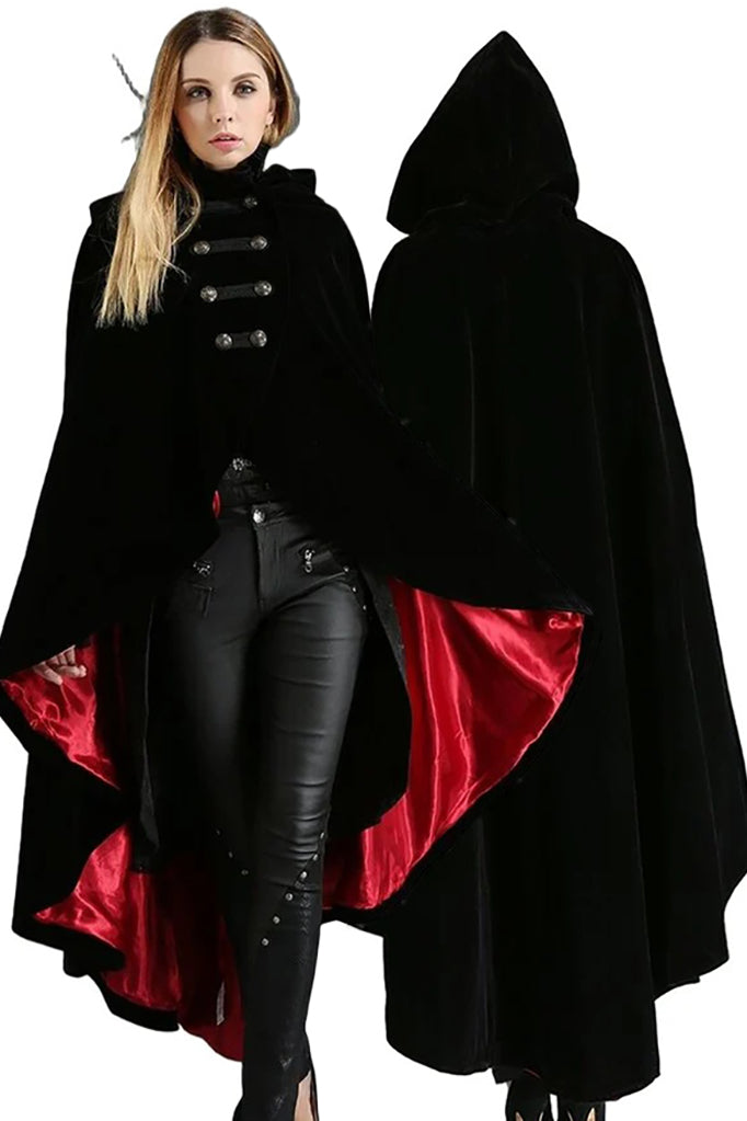 Pentagramme Black Velvet Cape Red Lining
