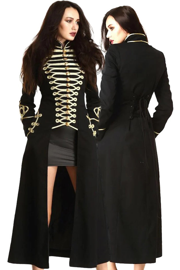 Ladies Long Officer Style Gothic Coat